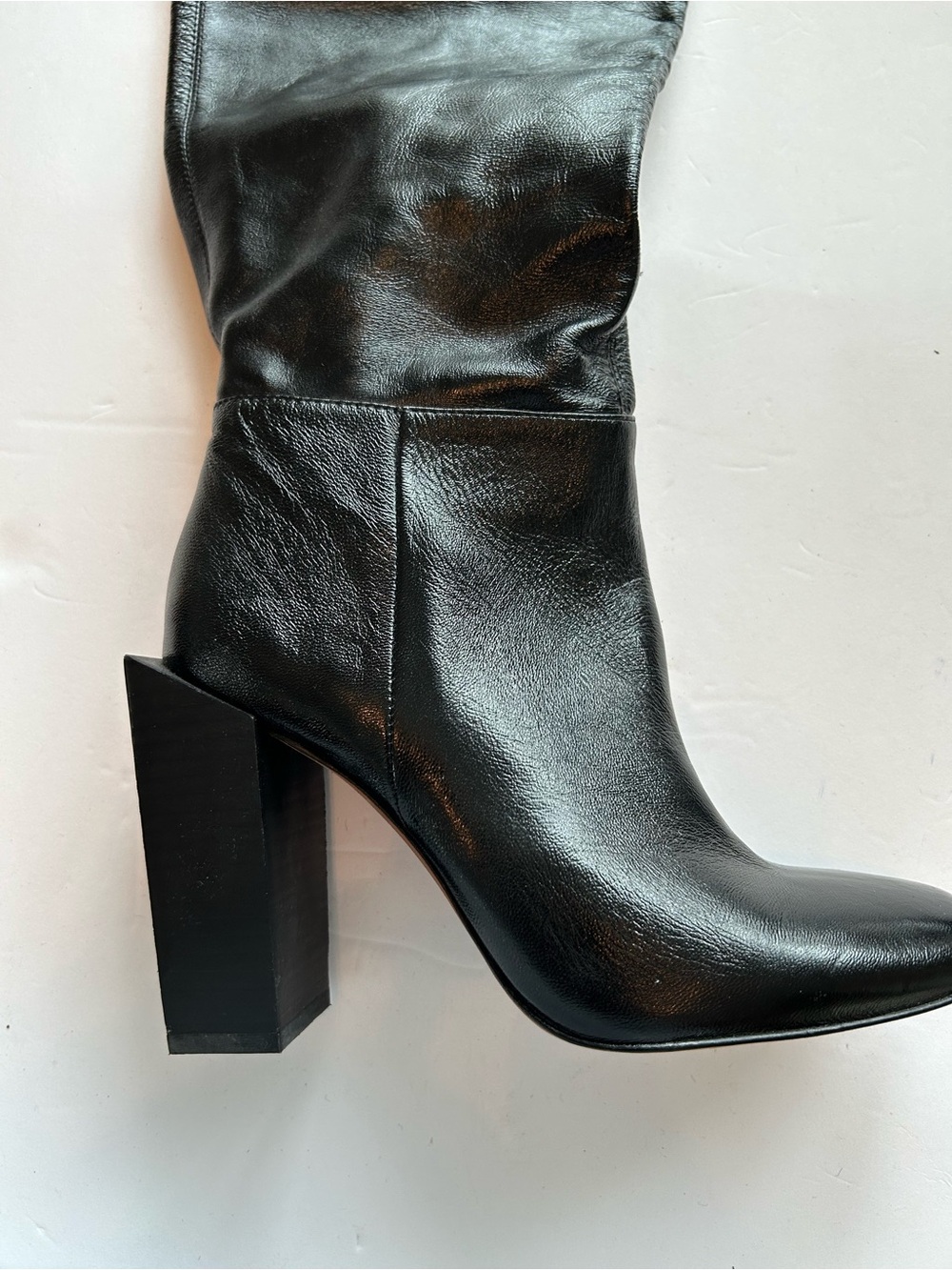 BCBG Black Leather Over-the-Knee Block Heel Boots - Picture 2 of 10